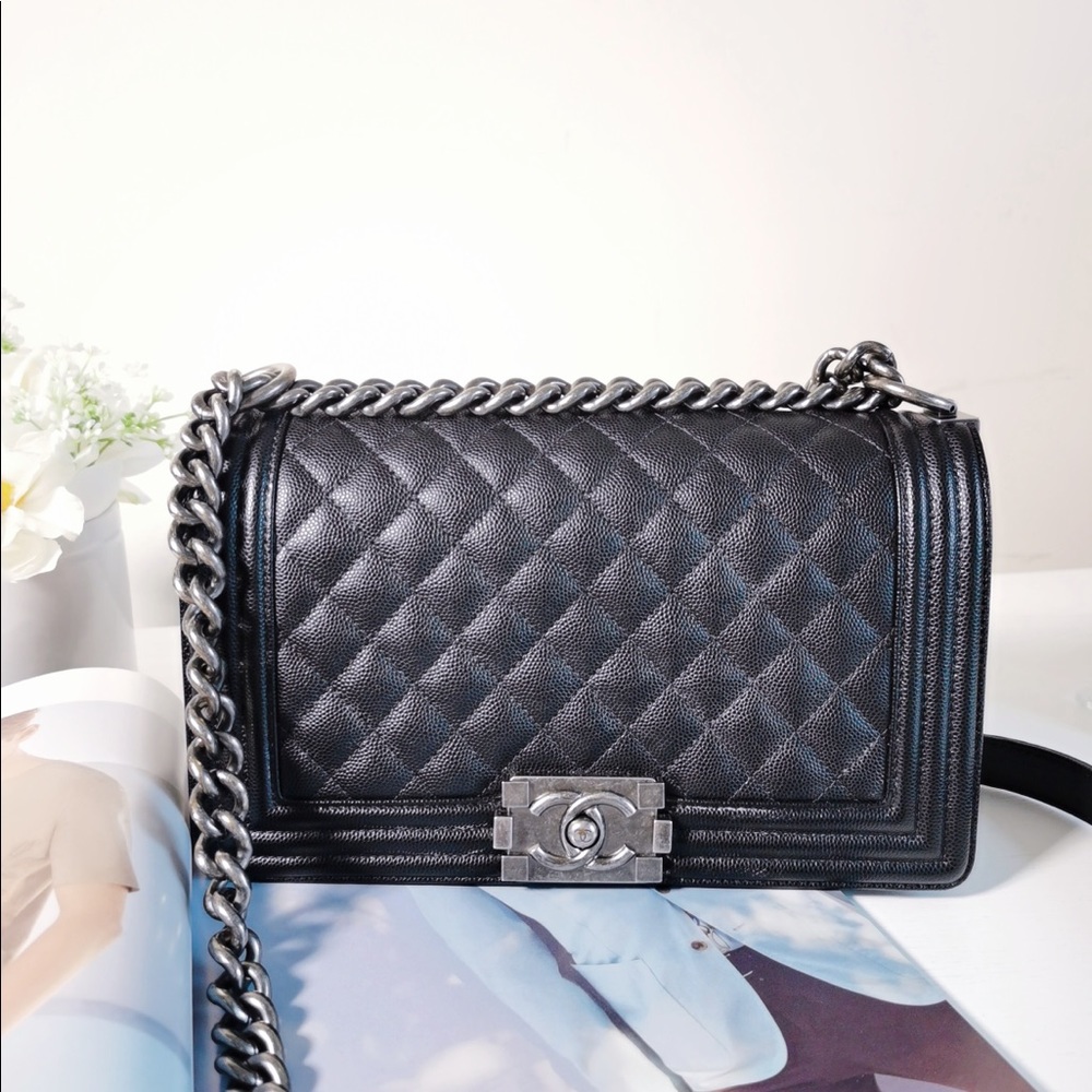 Classic Chanel Caviar microchipped medium Boy Bag